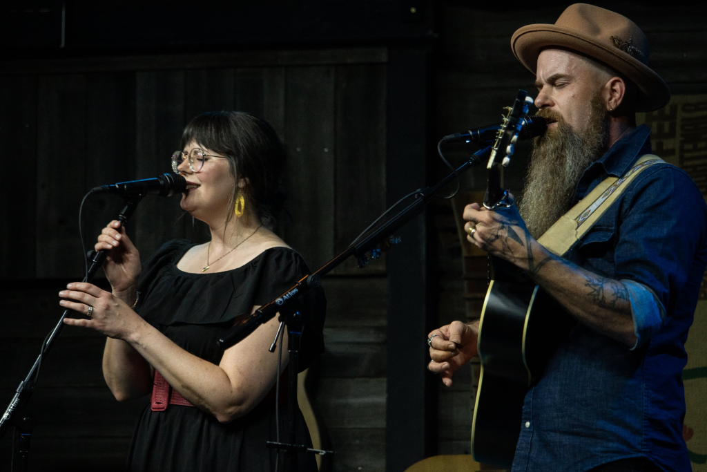 Aaron and Amanda Konzelman of Union Revival live Americana acoustic performance at Texas Music Cafe in Waco TX