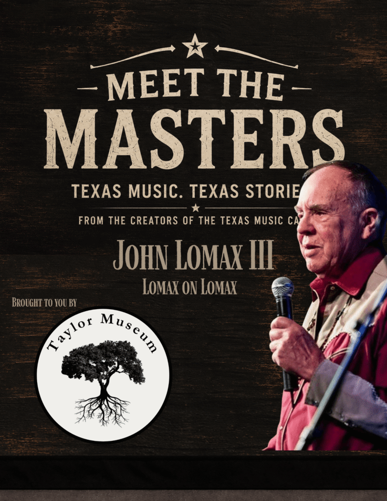 Alan Lomax III appears at Texas Music Cafe in Waco TX Nov 5 2026